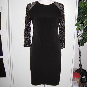 Leslie Fay Black Beaded Sleeves Dress 4